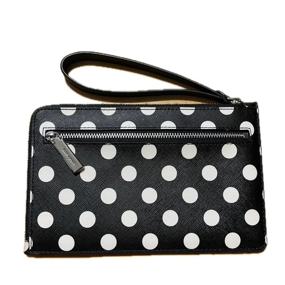 Kate Spade New York Medium L-Zip Wristlet Saffiano Leather Polka Dot Black, NWOT - Picture 8 of 8